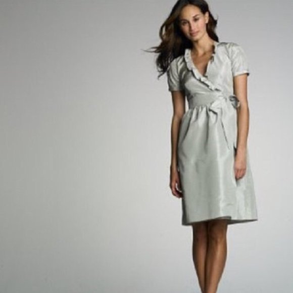 J. Crew Blakley Silk Taffeta Ruffle Wrap Dress - Picture 2 of 11